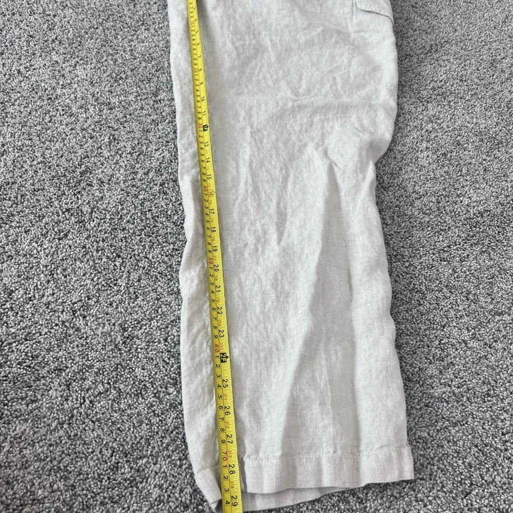 NWT! Caribbean 100% Linen Oatmeal Elastic Drawstring Waist Cargo Pants Mens46*32